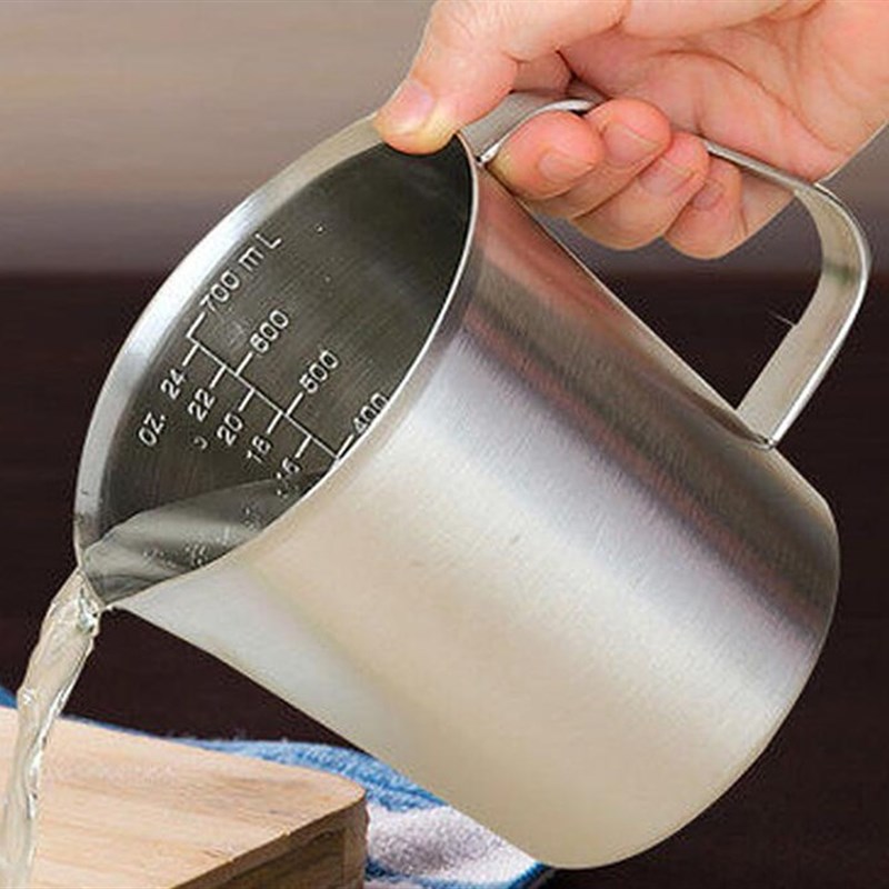 304不锈钢量杯刻度量杯拉花杯实验量杯奶茶量杯2000mL2L烘焙量杯