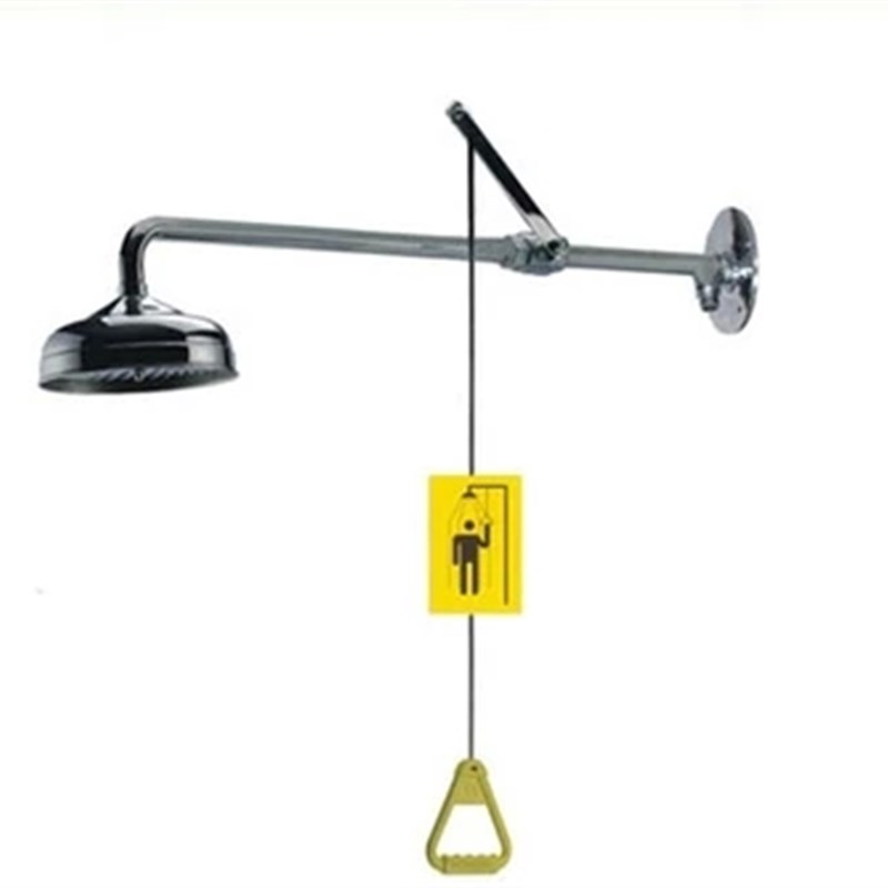 全304不锈钢接墙式紧急喷淋器 验厂冲淋  紧急冲淋器挂墙式