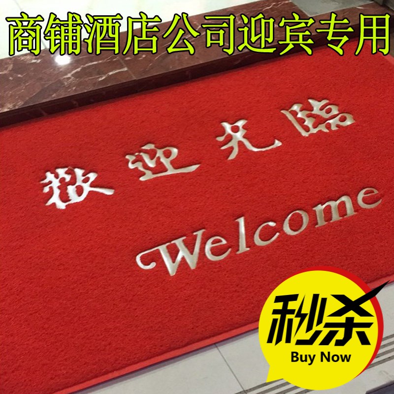 酒店公司商场会所店铺门口迎宾地毯加厚防滑PVC塑料丝圈红色地垫
