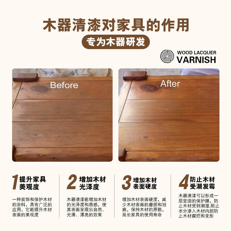 清漆木器漆水性透明漆环自喷木家具柜头子保木亮木光清水青清漆漆