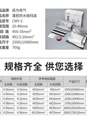 灌胶式防水通接线盒户路灯1KV地下电缆分支JUV二三外一进出保护防