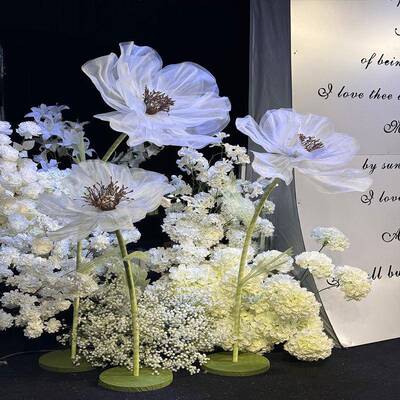 橱窗装饰景立花晕染杆引丝AAI花大型婚庆服装店美场陈婚礼路仿真