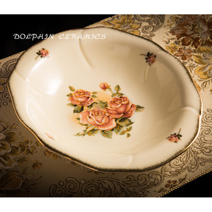 韩式女皇金玫瑰反口深盘创新汤盘水果沙拉盘热菜盘冷菜盘鱼盘精致