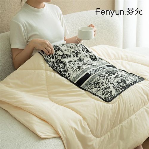 芬允【法式】黑白色沙发两用抱枕被客厅靠枕午睡毯二合一折叠被