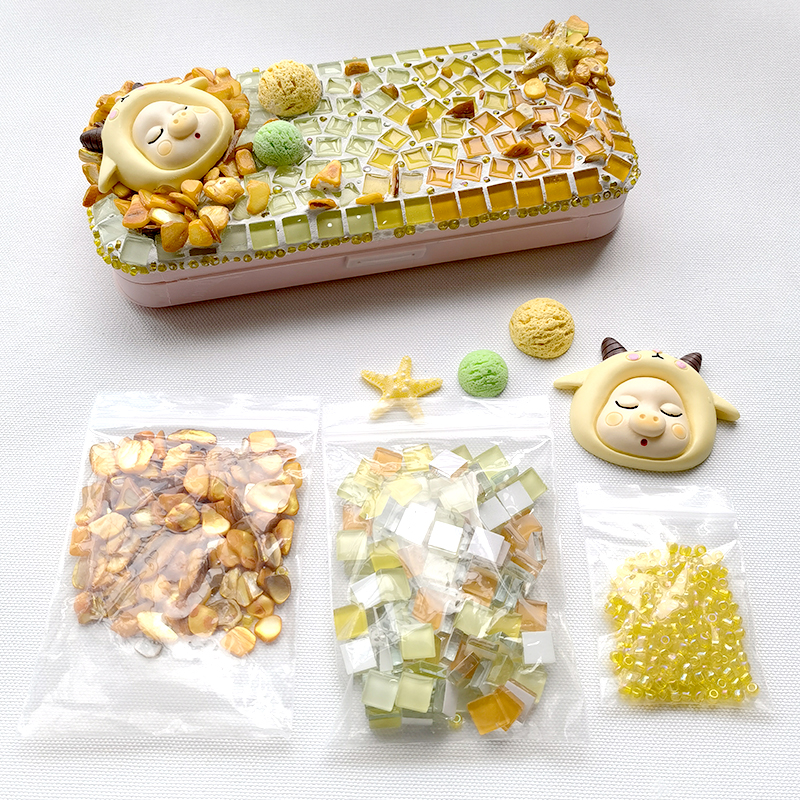 文具盒笔筒奶油胶diy材料包 马赛克学生自制手帐素材手工铅笔盒袋