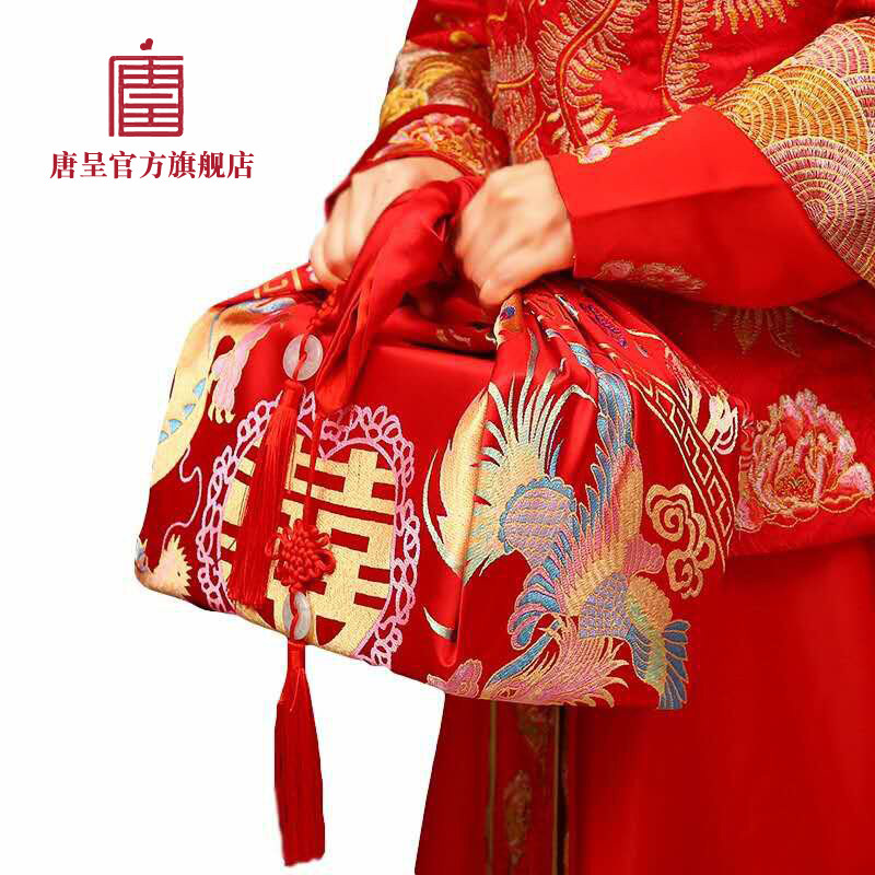 结婚红包袱布女方新娘陪嫁嫁妆红色婚庆用品大全包裹布包袱皮娘家