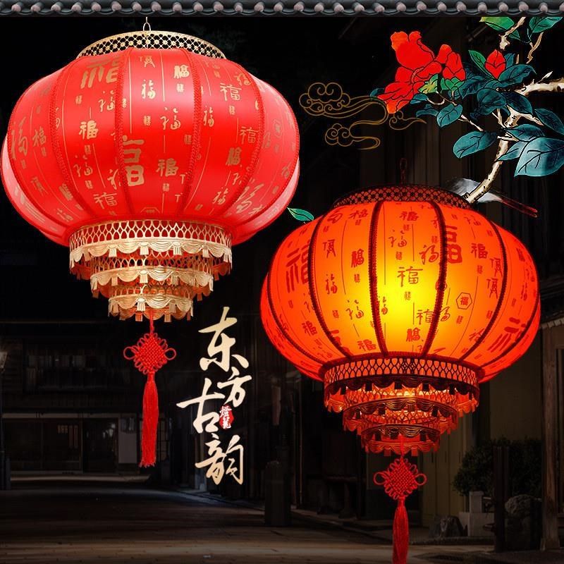 蛇年灯笼羊皮大红灯笼防水吊灯挂饰仿古中式春节门口街道红灯笼