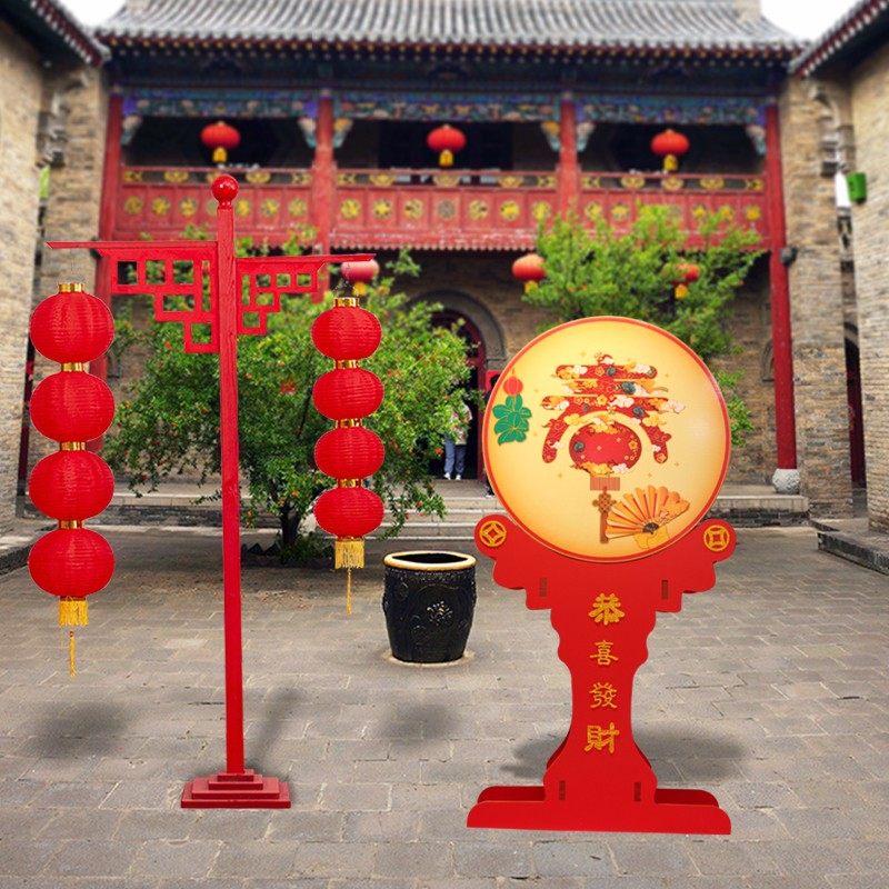 2022元旦新年装饰品过年场景布置春节商场美陈虎年开门红大鼓摆件