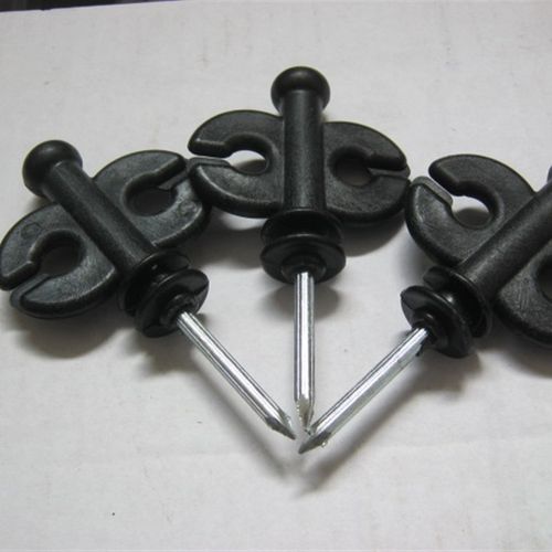双孔黑色钢钉绝缘子直径6毫米全长10公分.100只装电子围栏养殖