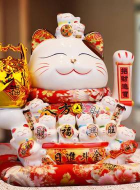 特大件号招财猫摆开铺业礼物自动手招手店摇办公室收银台zs-38CM