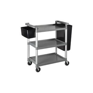 酒店餐盘收集车三层塑途料厚加餐427车圆铝质管收碗手推车车多用