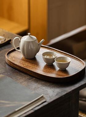 观岚胡XY-AB002桃木干泡用创意椭圆茶盘茶功夫茶具盘复古茶台家托