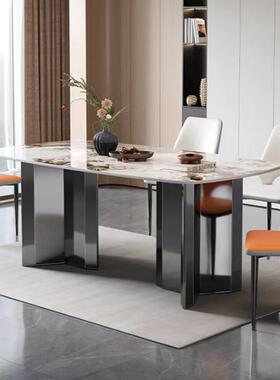 轻岩奢桌板餐桌椅组合家用小户型方代简约餐MUW厅家具马肚岩板现
