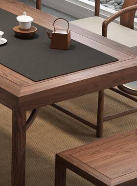 中式桌椅组LVI合实代木茶台现简约功新夫茶几禅意茶办公室一体泡