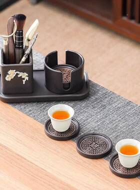 茶道六件君子茶具配套复古高档茶杯60609垫普洱茶装刀茶艺杯托组