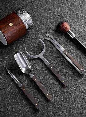 太木空铝17655黑檀茶道六君子套装茶筒茶泡茶工夹具档家用高茶道