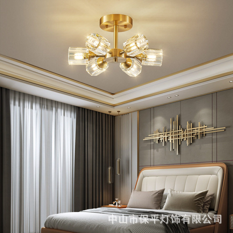 全铜水晶LED吸顶灯北欧轻奢