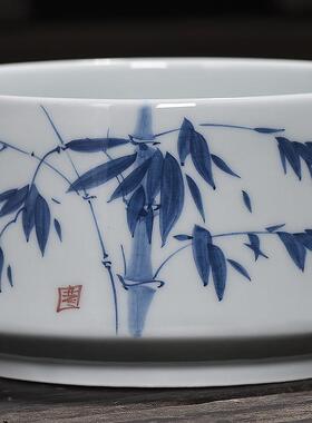 青花瓷厂大号洗家家用陶瓷茶渣桶茶办67993公茶具配件洗杯碗茶盘