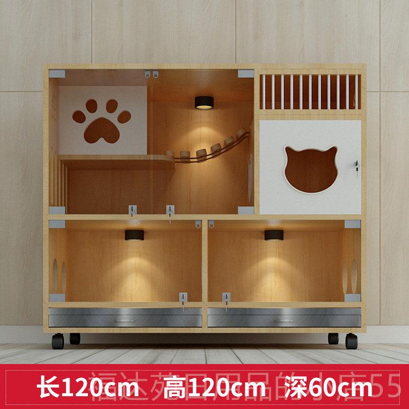高档猫狗混养带笼定制示实木玻猫璃门猫柜别墅展笼厕所繁殖笼寄养图片