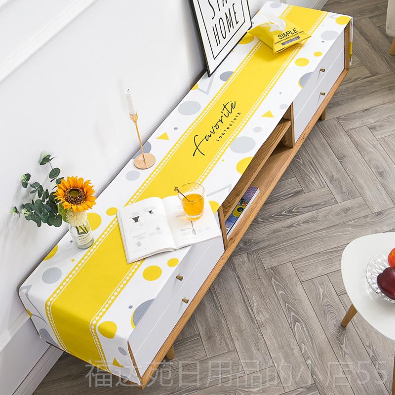 高档北防欧电视柜尘盖布长棉麻桌防旗条鞋柜茶几桌布长方形水免洗