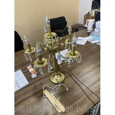 高档欧式黑水晶灯台灯卧室床头烛复古蜡台灯家居婚庆公司台色仿蜡