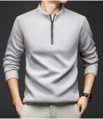 半拉链套头蚕丝山羊绒上衣12.13 黑胶上衣 男士 王福贵定制男士