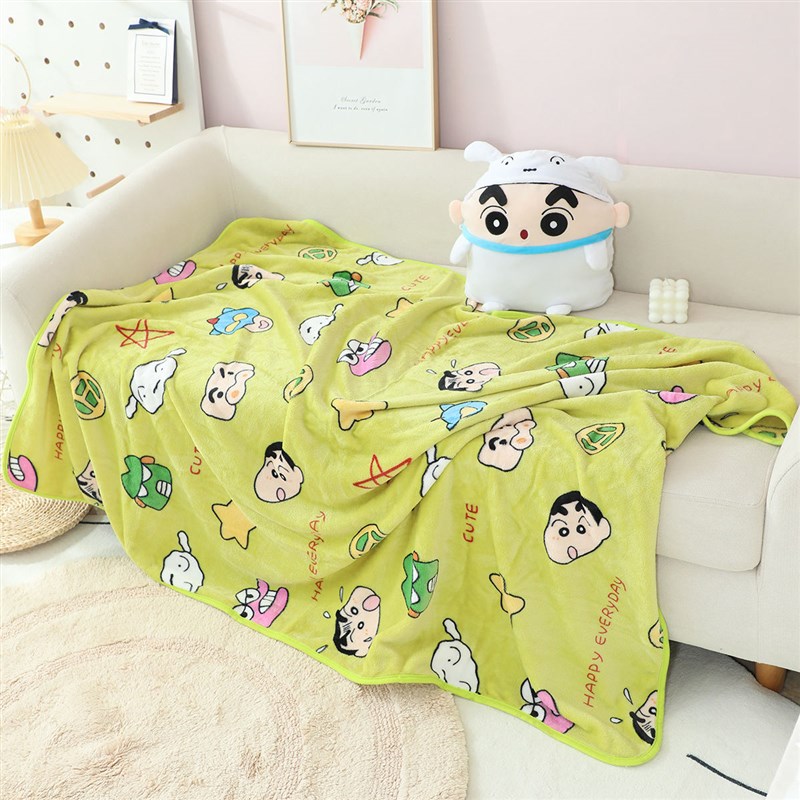 可爱蜡笔卡通小新抱枕休闲毯二合一两用午睡空调毯车载靠垫毛毯