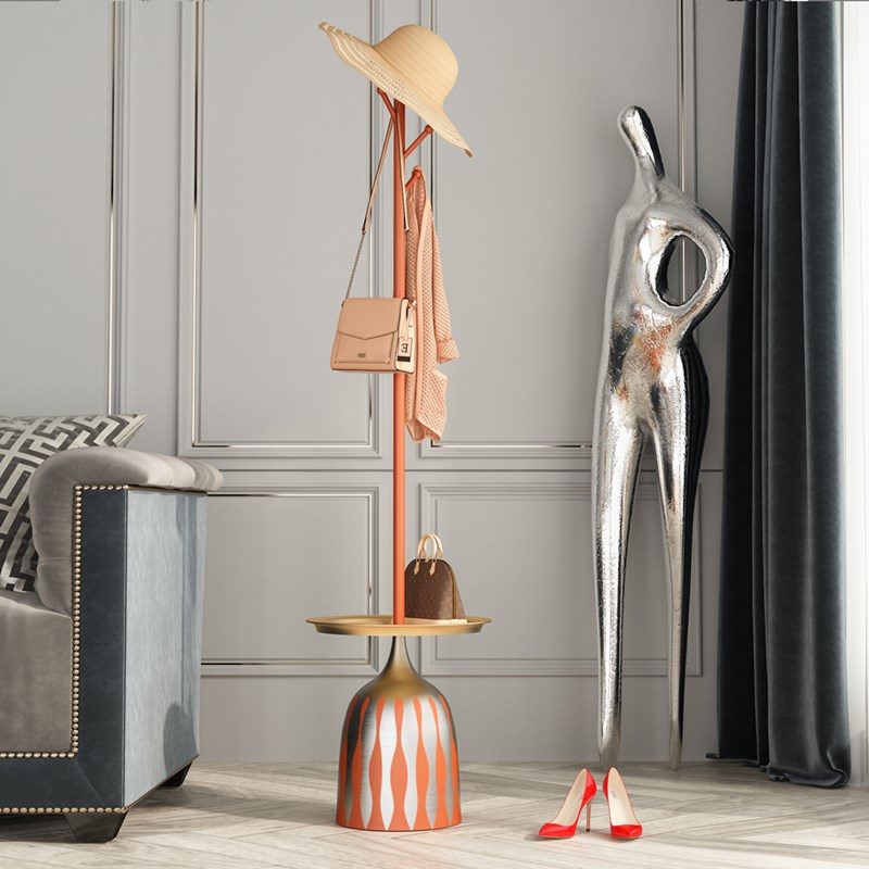 衣帽架茶几落地衣帽架卧室家用挂衣架简易床头柜一体室内挂包架子