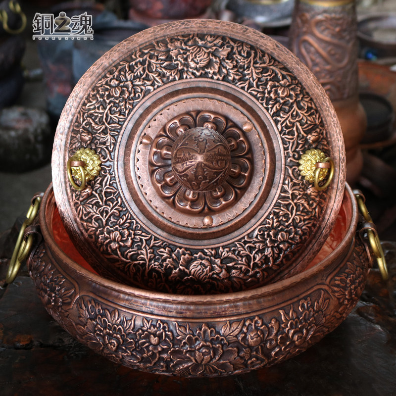 铜之魂 铜锅汤锅炖锅紫铜加厚家用燃气电磁炉涮火锅煲汤炖肉中式