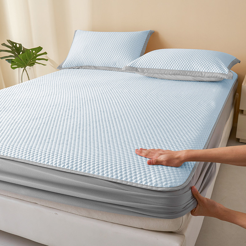 冰丝席床笠款三件套夏季可裸睡凉豆豆提花凉席床护罩全包空调软席
