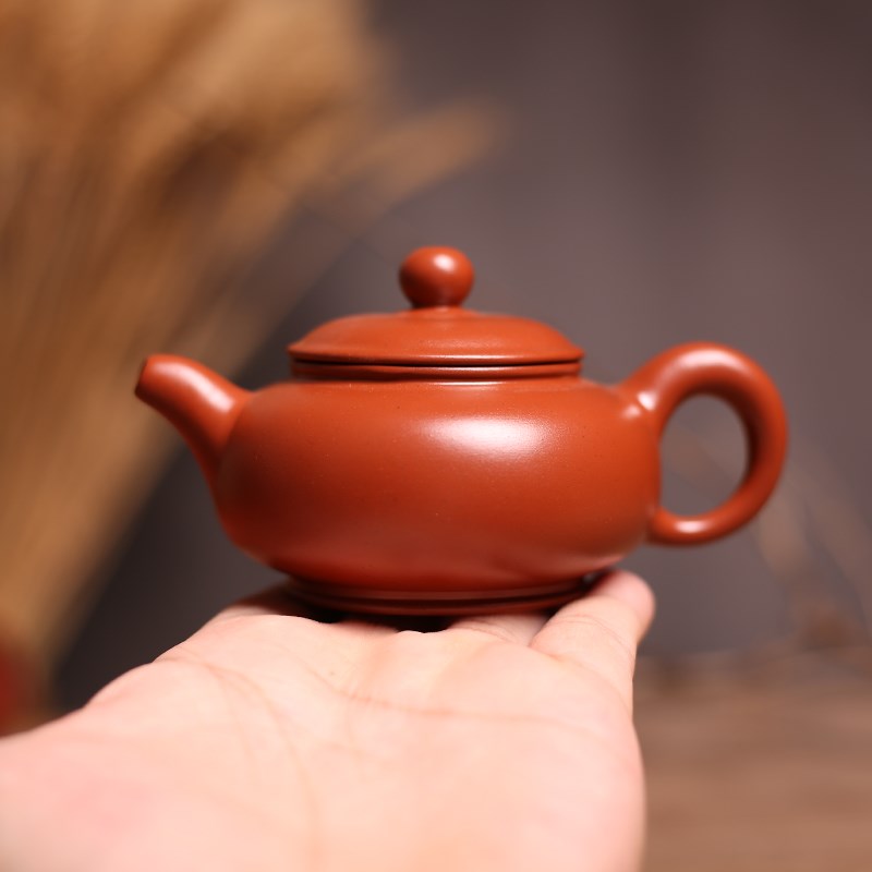 潮州朱泥壶原矿手工紫砂壶小号冲罐家用功夫茶具泡茶壶球孔鼓形壶