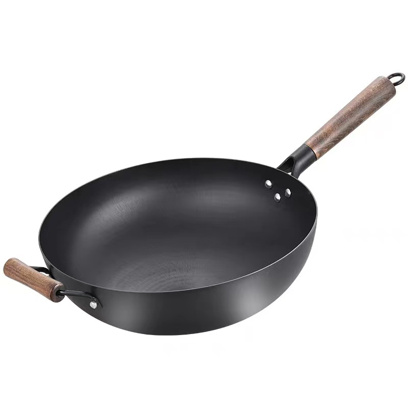 凹面电磁炉专用炒锅铁锅炒菜锅家用不粘锅30W凹型圆底锅燃气灶