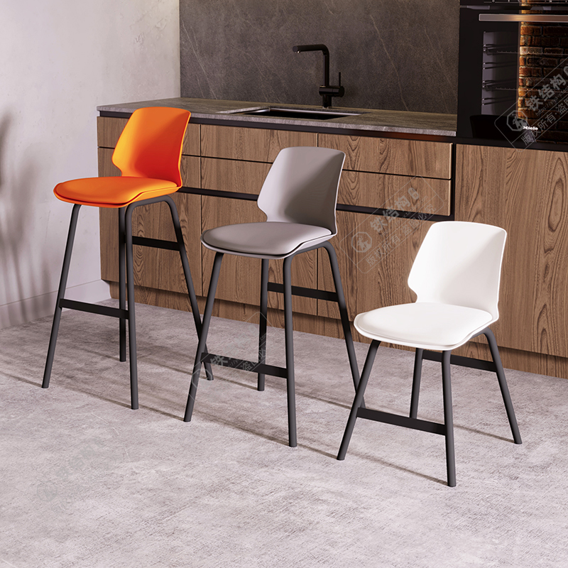 工业风前台靠背高脚凳铁艺吧台椅简约现代家用吧台凳酒吧椅高椅子