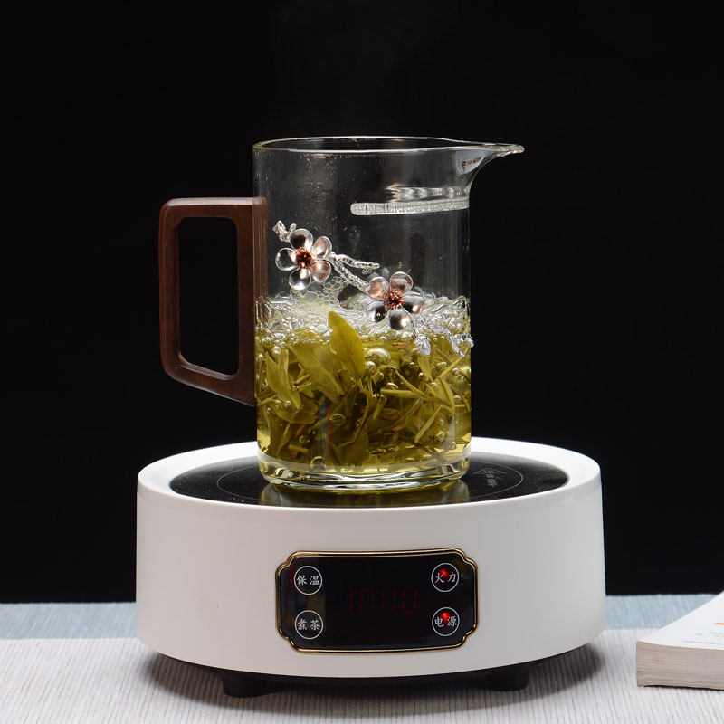 侧把月牙杯玻璃公道杯茶漏一体加厚可明火过滤高档绿茶分茶器茶具