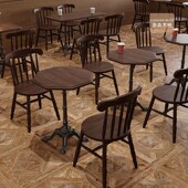 复古咖啡厅奶茶店西餐厅实木餐桌椅组合清吧甜品店烘焙店小吃店桌