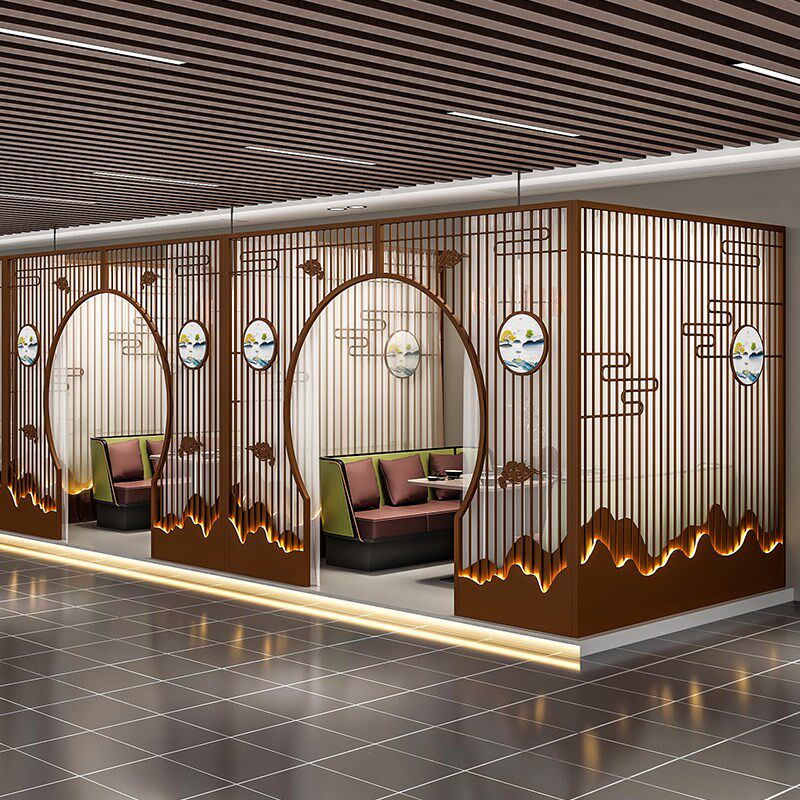 餐厅铁艺卡座隔断围栏茶楼饭店包间拱门火锅店烧烤店包厢格栅定制