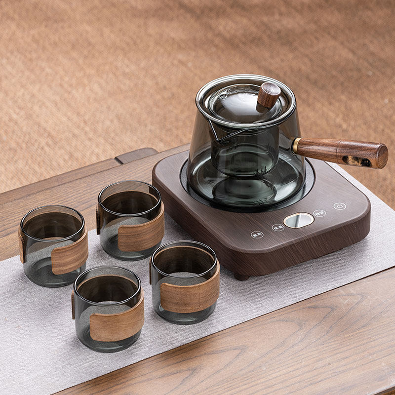 玻璃煮茶壶耐高温过滤木把泡茶壶家用电陶炉新款小型茶器茶具套组