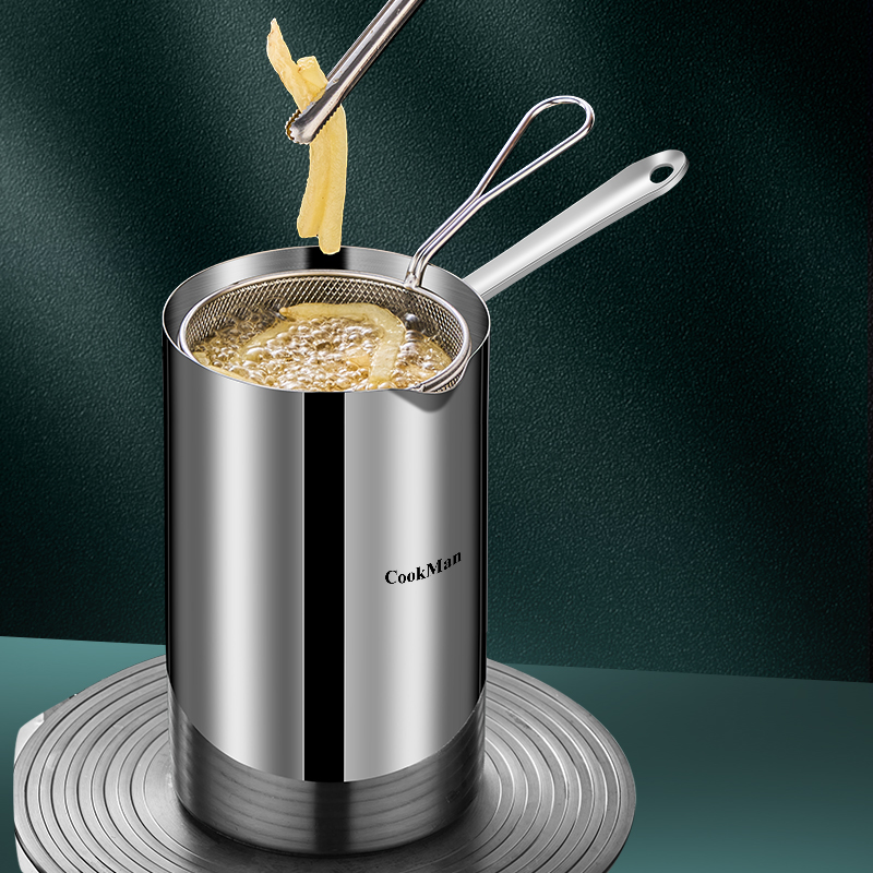 不锈钢油炸锅家用小型多功能带滤网省油迷你炸串天妇罗深锅小奶锅