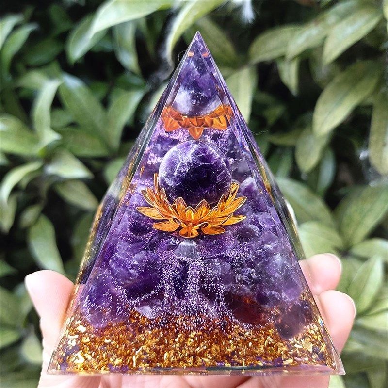 紫晶球紫水晶碎石8厘米金字塔树脂家居桌面办公室手工摆件礼品