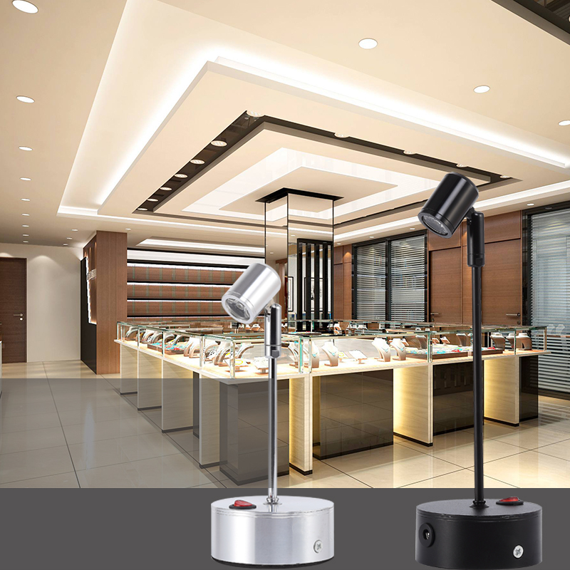 led柜台射灯可充电无线1W3W小射灯珠宝玻璃展柜灯展示立杆展会灯