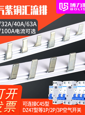 DZ47汇流排空气开关1P+N/2P/3P63A断路器空开漏电接线端子排三相