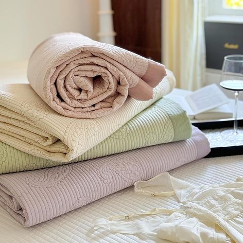 高端春夏莱赛尔天丝夹棉床盖三件套防滑绗缝床单冰丝夏凉被2025新