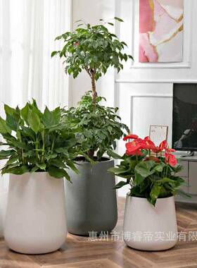 户外花箱商场花景盆落地花玻璃种钢花缸园林观植池圆形PUZ花钵盆