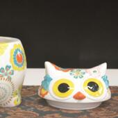 美厅式 乡村HEY猫头鹰装 饰可动瓷物陶爱罐子摆件创意客儿童房家居