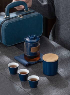 携旅便商行茶具套装一壶三杯陶48431瓷快杯客家用节日户外随手泡