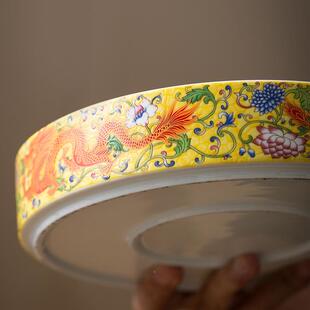 陶国潮茶点盘陶瓷珐彩无品牌/普洱果茶叶琅罐瓷现代客厅糖盒特色