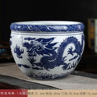 高档景德镇陶缸瓷青花鱼鱼缸大号养盆荷花乌龟缸碗睡莲盆客厅金莲