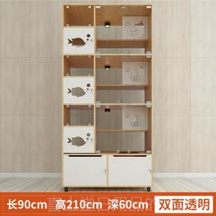 高档加厚实木猫猫舍展示柜商用屋寄养繁育猫柜猫 三层五格双面宫