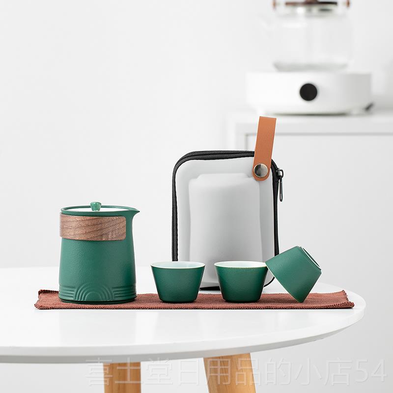 高档快陶瓷户功夫茶具套装便携式一壶三杯客杯泡茶壶杯外单人旅行