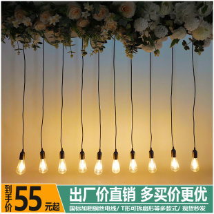 婚庆道具爱迪生吊灯森系婚礼吊顶装饰满天星灯串橱窗布置钨丝灯泡